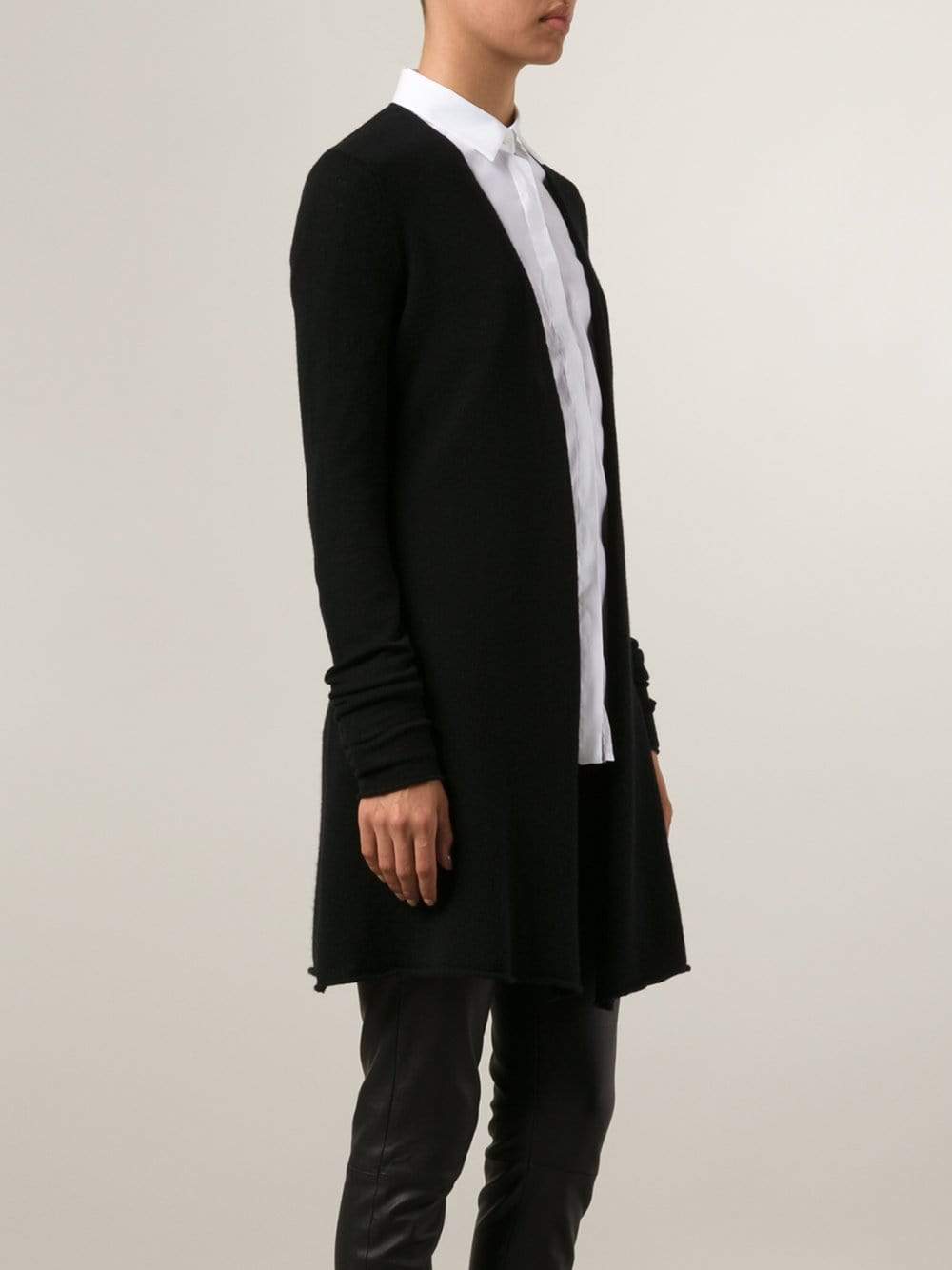 ALLUDE-Long Open Drape Cardigan-