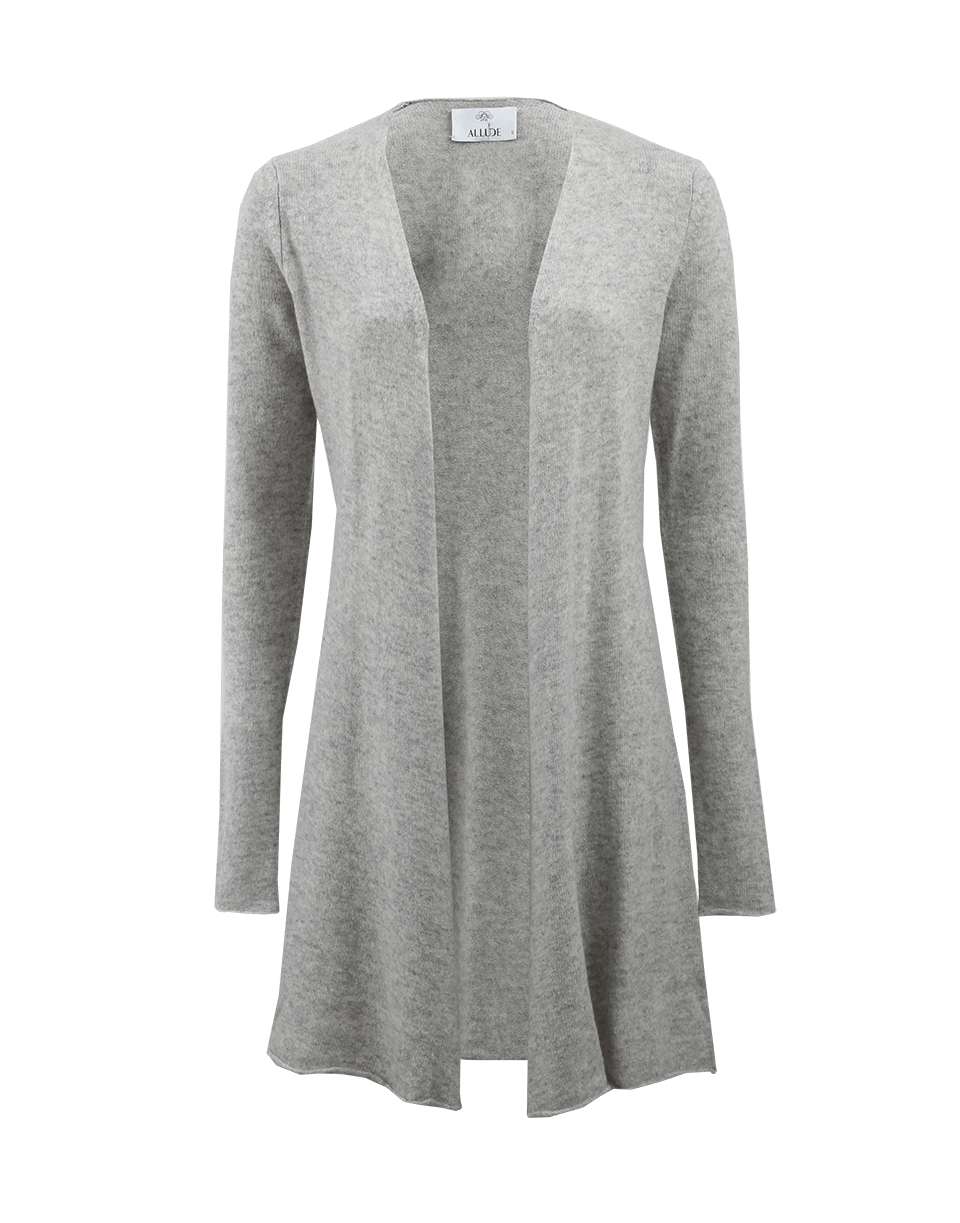 ALLUDE-Long Open Drape Cardigan-LT GREY