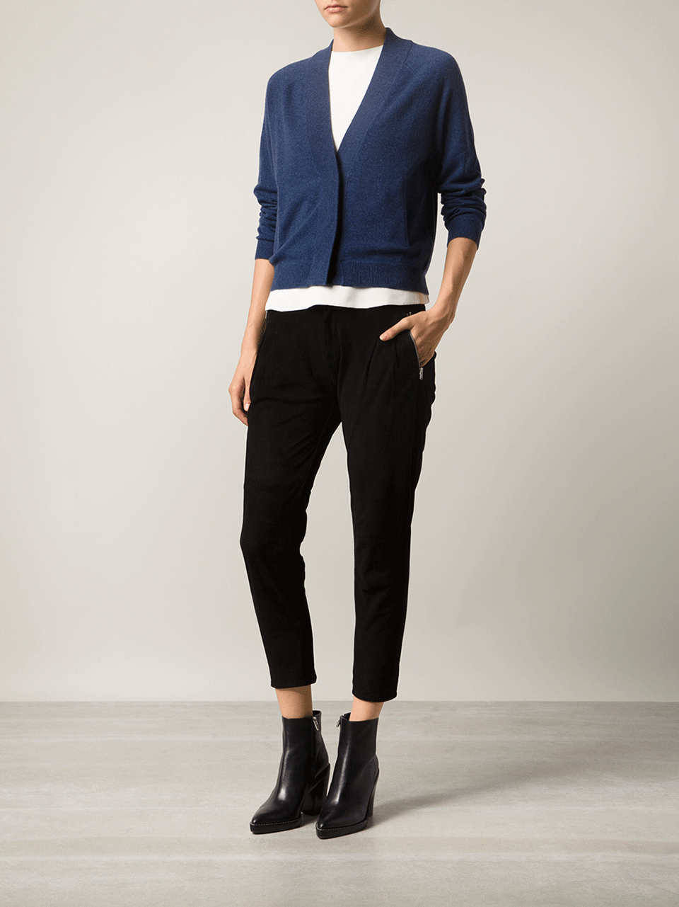 ALLUDE-V-Neck Cropped Cardigan-
