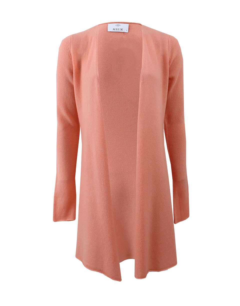 ALLUDE-Long Open Drape Cardigan-MELON