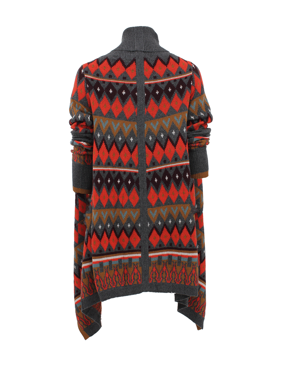 ALLUDE-Long Sleeve Poncho Style Cardigan-
