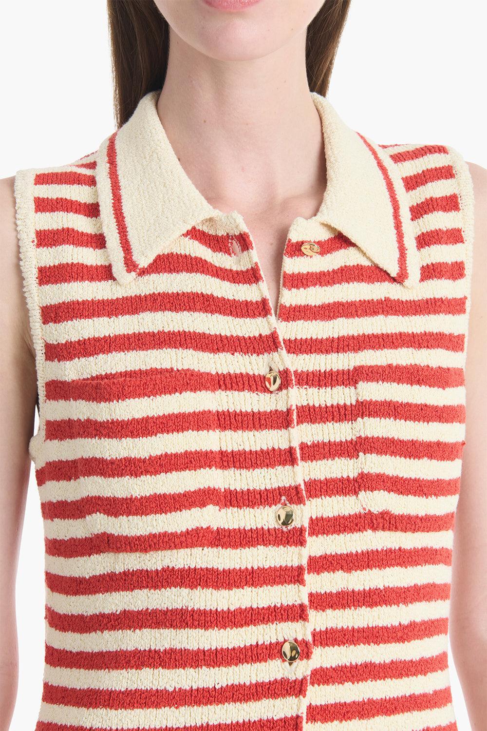 Mamie Dress - Red Ivory-STRIPE-XS-CLOTHINGDRESSCASUAL-ALTUZARRA