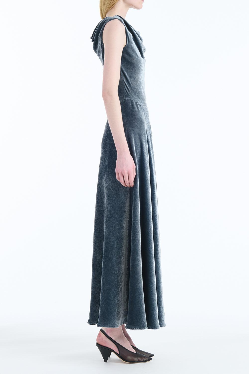 Drina Velvet Maxi Dress-GREY-36-CLOTHINGDRESSEVENING-ALTUZARRA