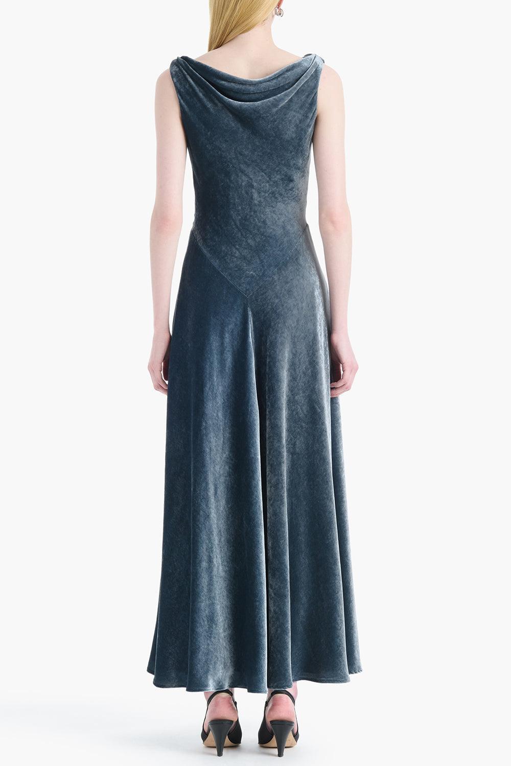 Drina Velvet Maxi Dress-GREY-36-CLOTHINGDRESSEVENING-ALTUZARRA