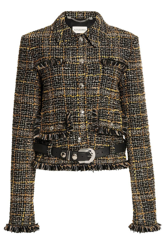 Simons Plaid Jacket-BLACK-36-CLOTHINGJACKETCASUAL-ALTUZARRA