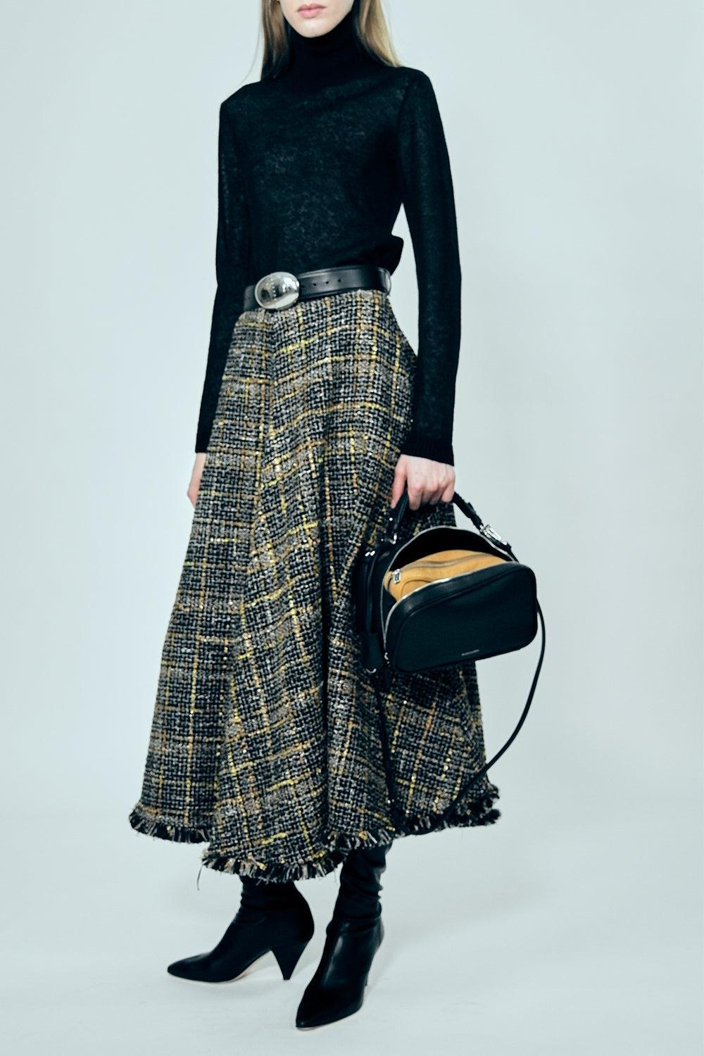 Varda Plaid Skirt-BLACK-36-CLOTHINGSKIRTMAXI-ALTUZARRA
