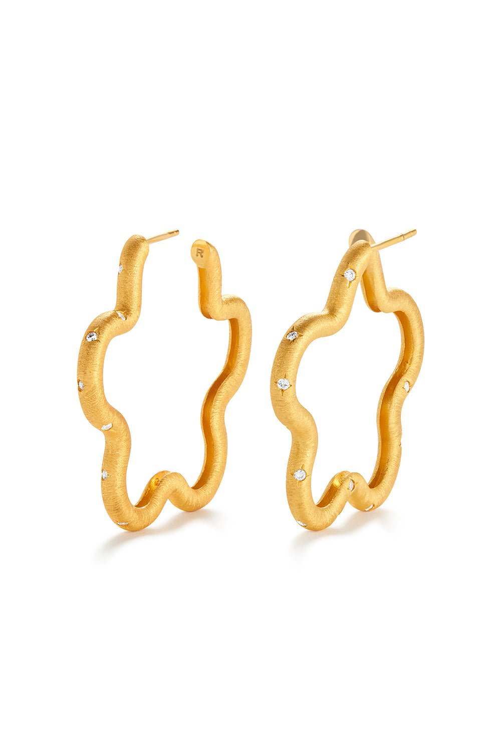 Amina Sorel Fine Jewelry-FLEUR DIAMOND HOOP EARRINGS-YELLOW GOLD