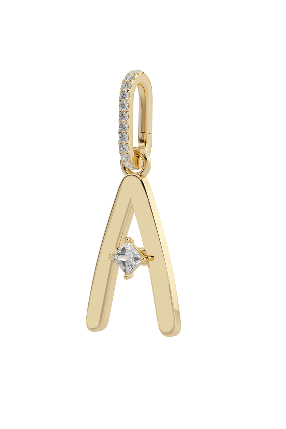 ANTIQUE STYLE ABC LETTER ‘A’ DIAMOND PAVE CHARM JEWELRYFINE JEWELPENDANT Amina Sorel Fine Jewelry   