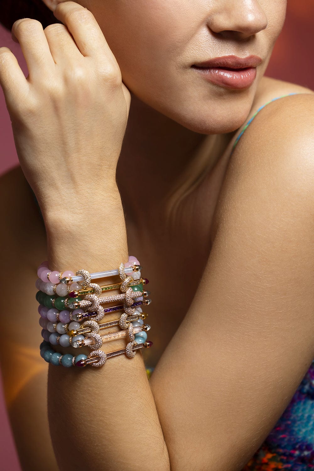 ANANYA-Kunzite Amethyst Chakra Bracelet-ROSE GOLD