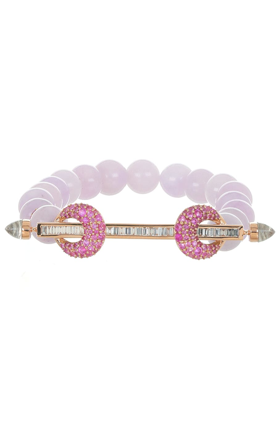 ANANYA-Kunzite Diamond Baguette Chakra Bracelet-ROSE GOLD