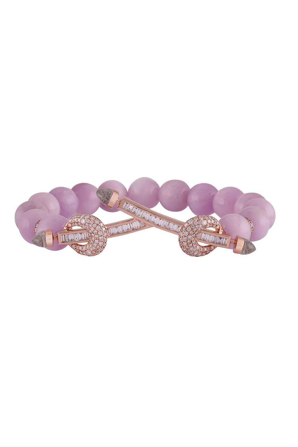 ANANYA-Kunzite Diamond Twin Bar Chakra Bracelet-ROSE GOLD