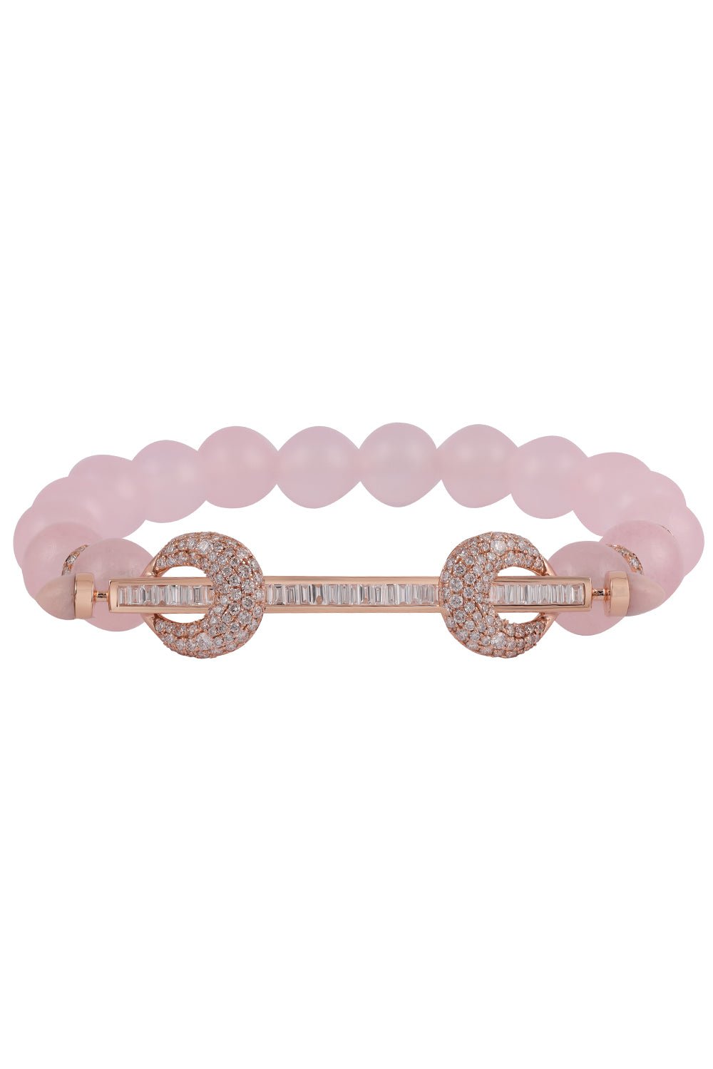 ANANYA-Rose Quartz Diamond Chakra Bracelet-ROSE GOLD