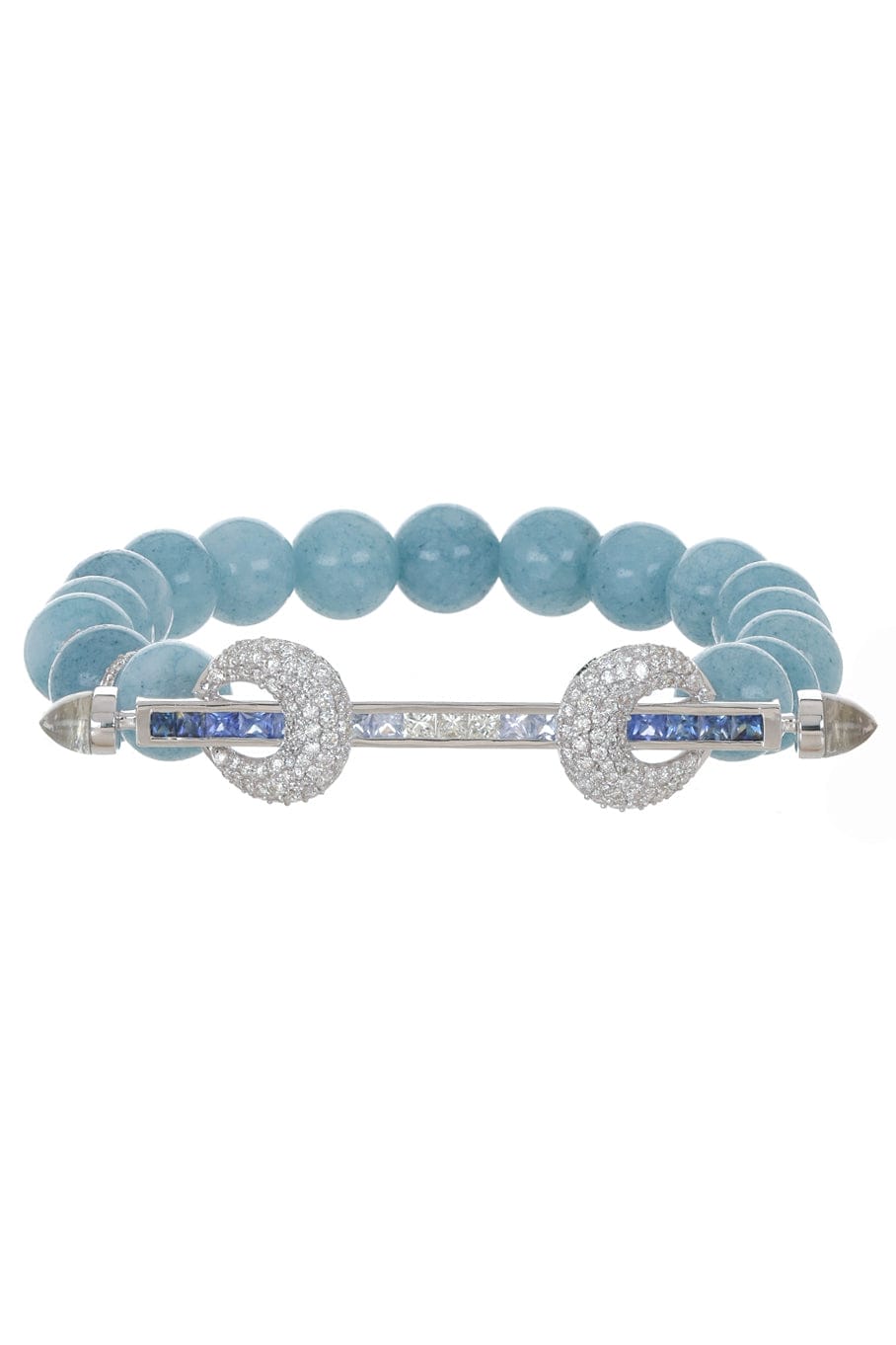 ANANYA-Aquamarine Ombre Sapphire Chakra Bracelet-WHITE GOLD