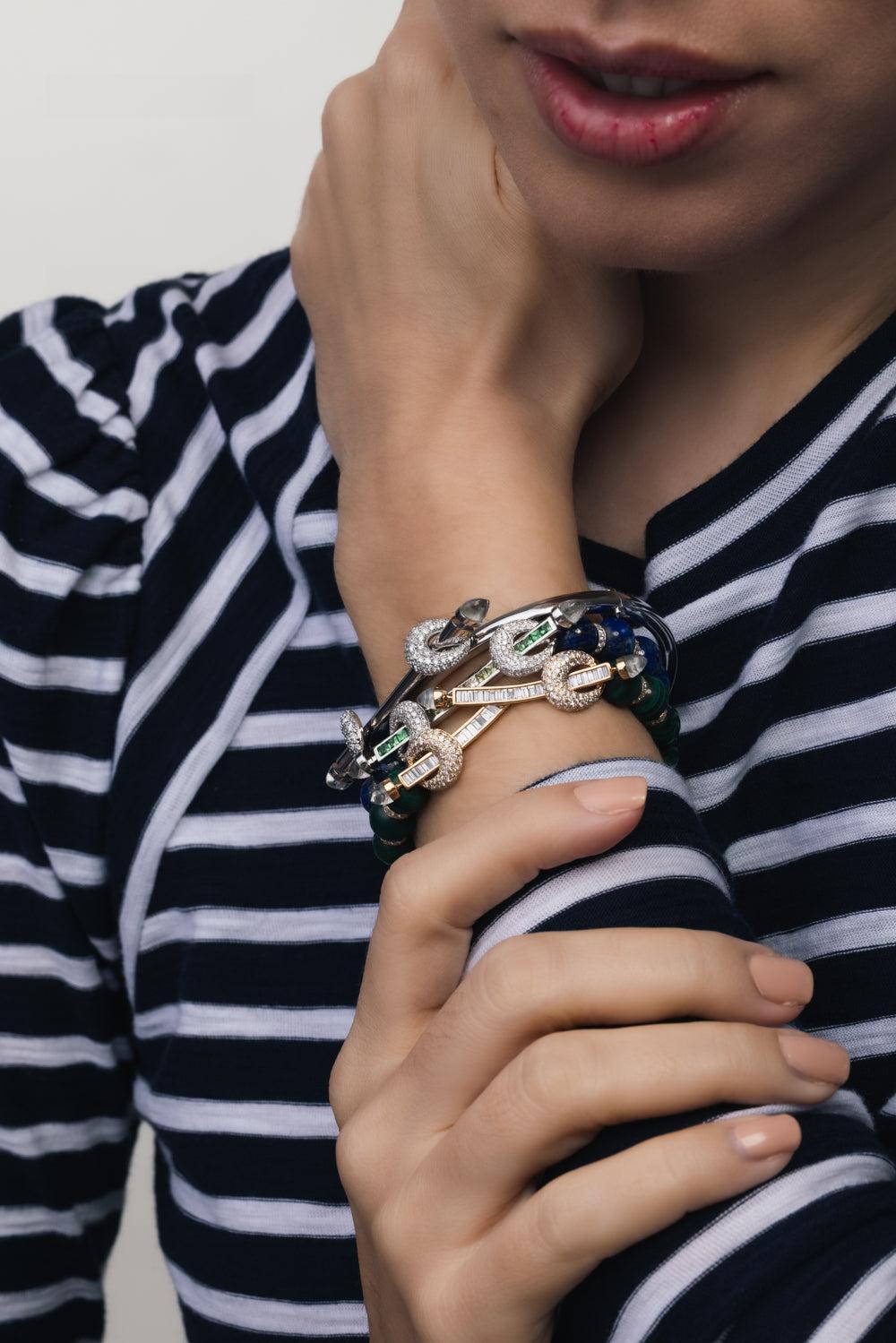 Green Ombre Lapis Chakra Bracelet-WHITE GOLD-JEWELRYFINE JEWELBRACELET O-ANANYA