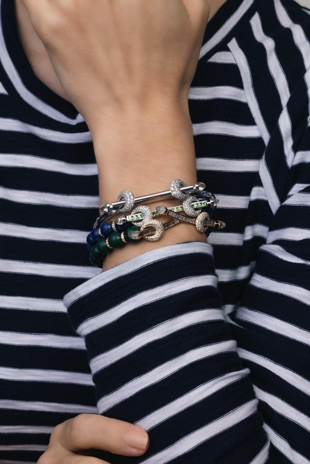 Green Ombre Lapis Chakra Bracelet-WHITE GOLD-JEWELRYFINE JEWELBRACELET O-ANANYA