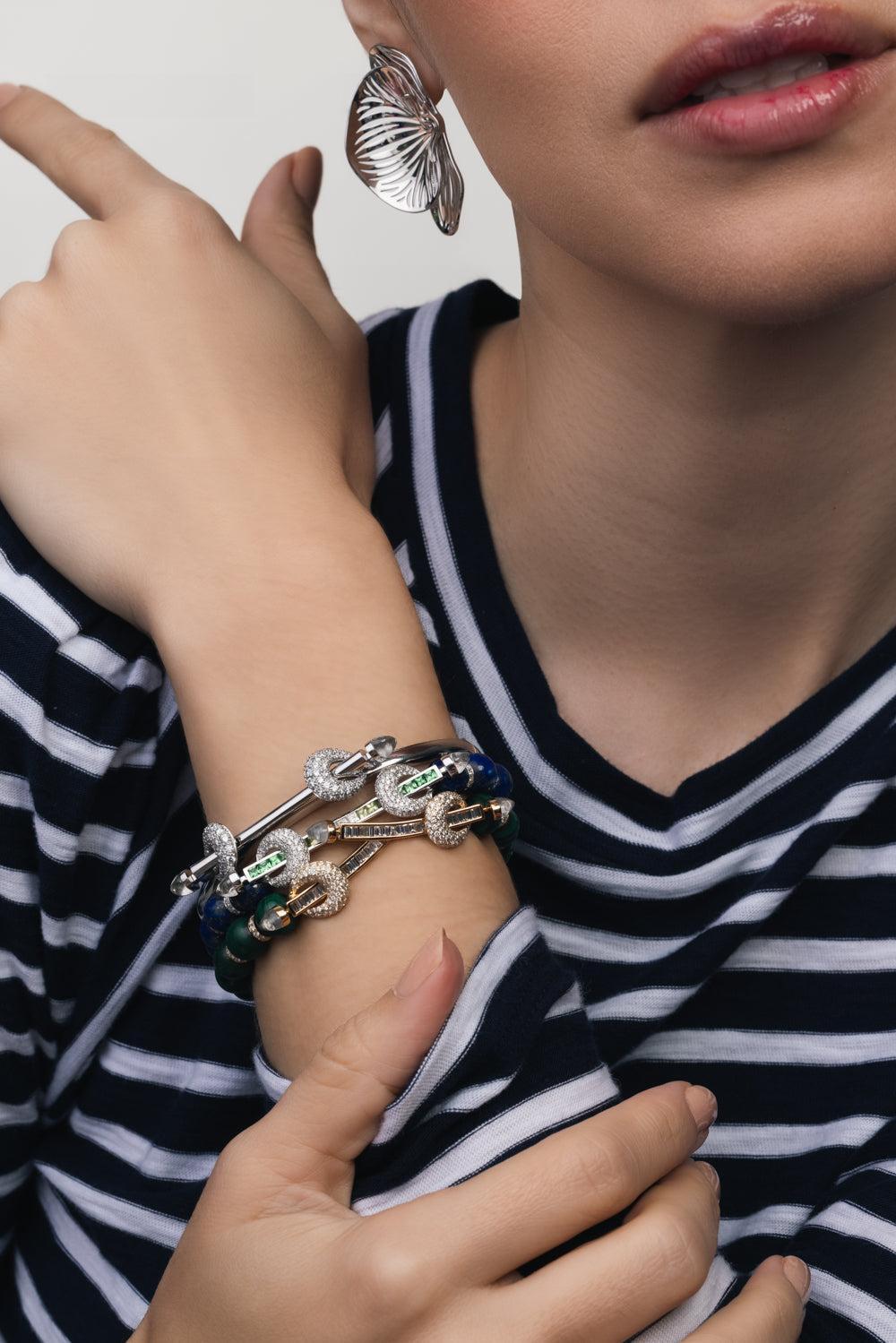 Green Ombre Lapis Chakra Bracelet-WHITE GOLD-JEWELRYFINE JEWELBRACELET O-ANANYA