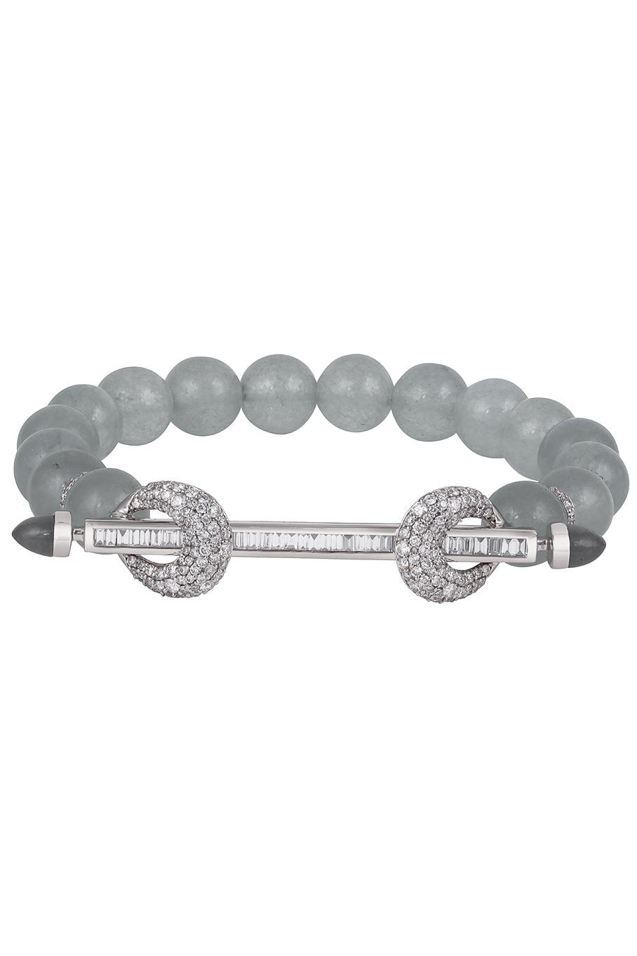 ANANYA-Grey Diamond Moonstone Chakra Bracelet-WHITE GOLD