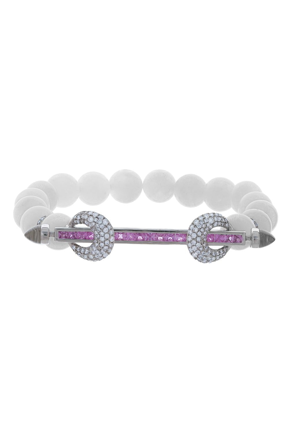 ANANYA-Rainbow Moonstone Pink Sapphire Bracelet-WHITE GOLD