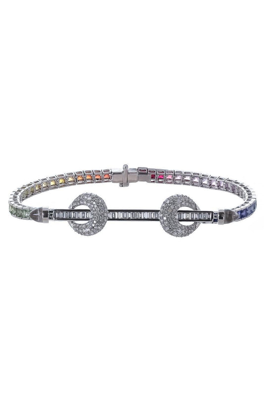 Sapphire Diamond Rainbow Chakra Tennis Bracelet