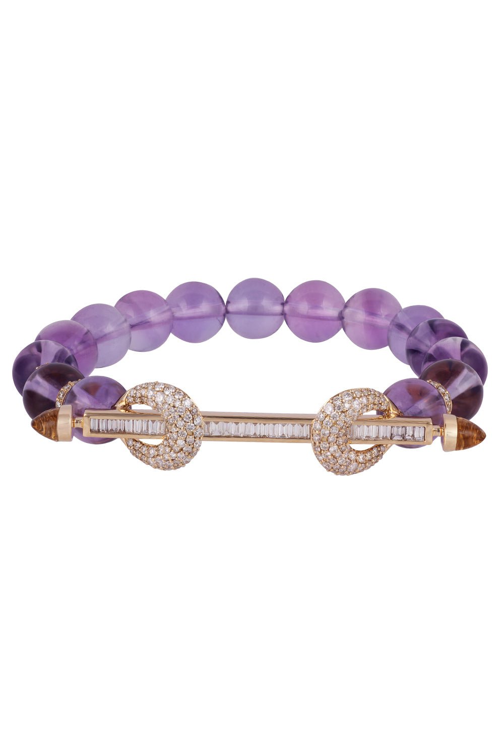 ANANYA-Amethyst and Diamond Chakra Bracelet-YELLOW GOLD