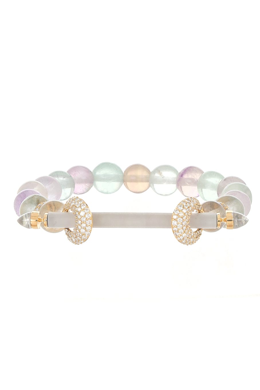 ANANYA-Angelite Crystal Quartz Chakra Bracelet-YELLOW GOLD