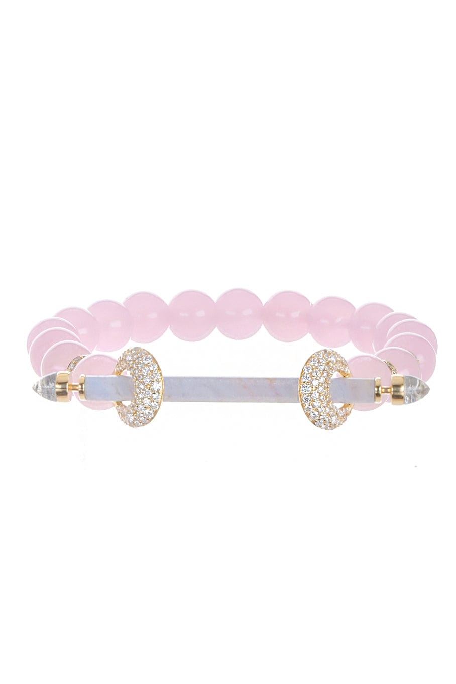 ANANYA-Angelite Rose Quartz Chakra Bracelet-YELLOW GOLD