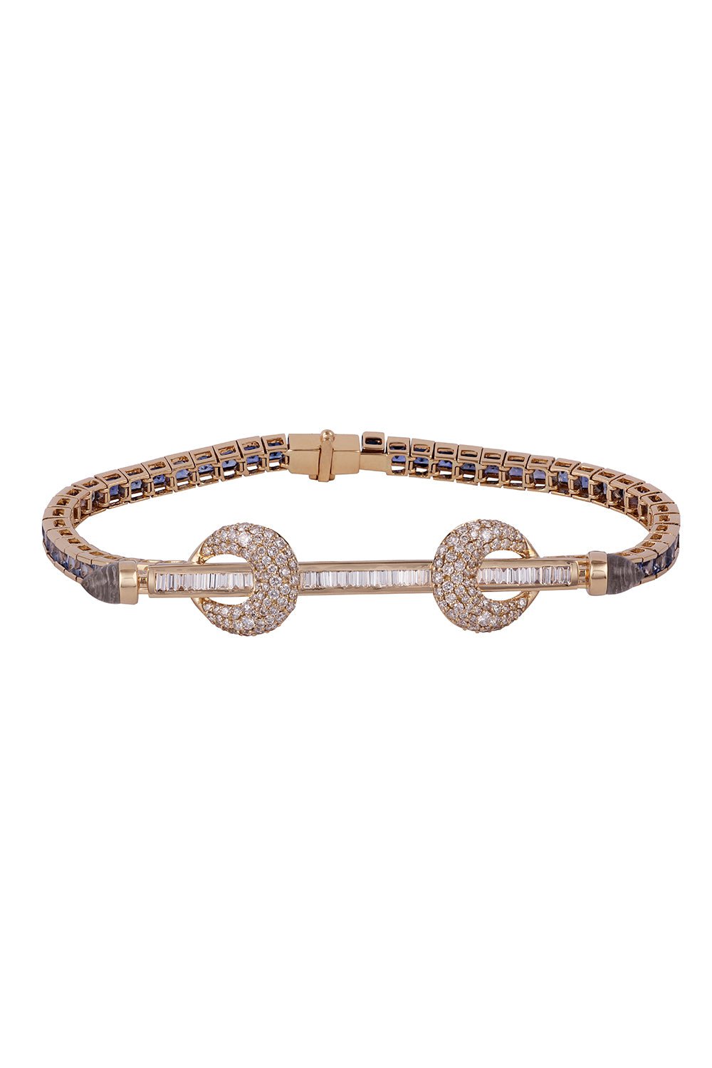 ANANYA-Blue Ombre Chakra Tennis Bracelet-YELLOW GOLD