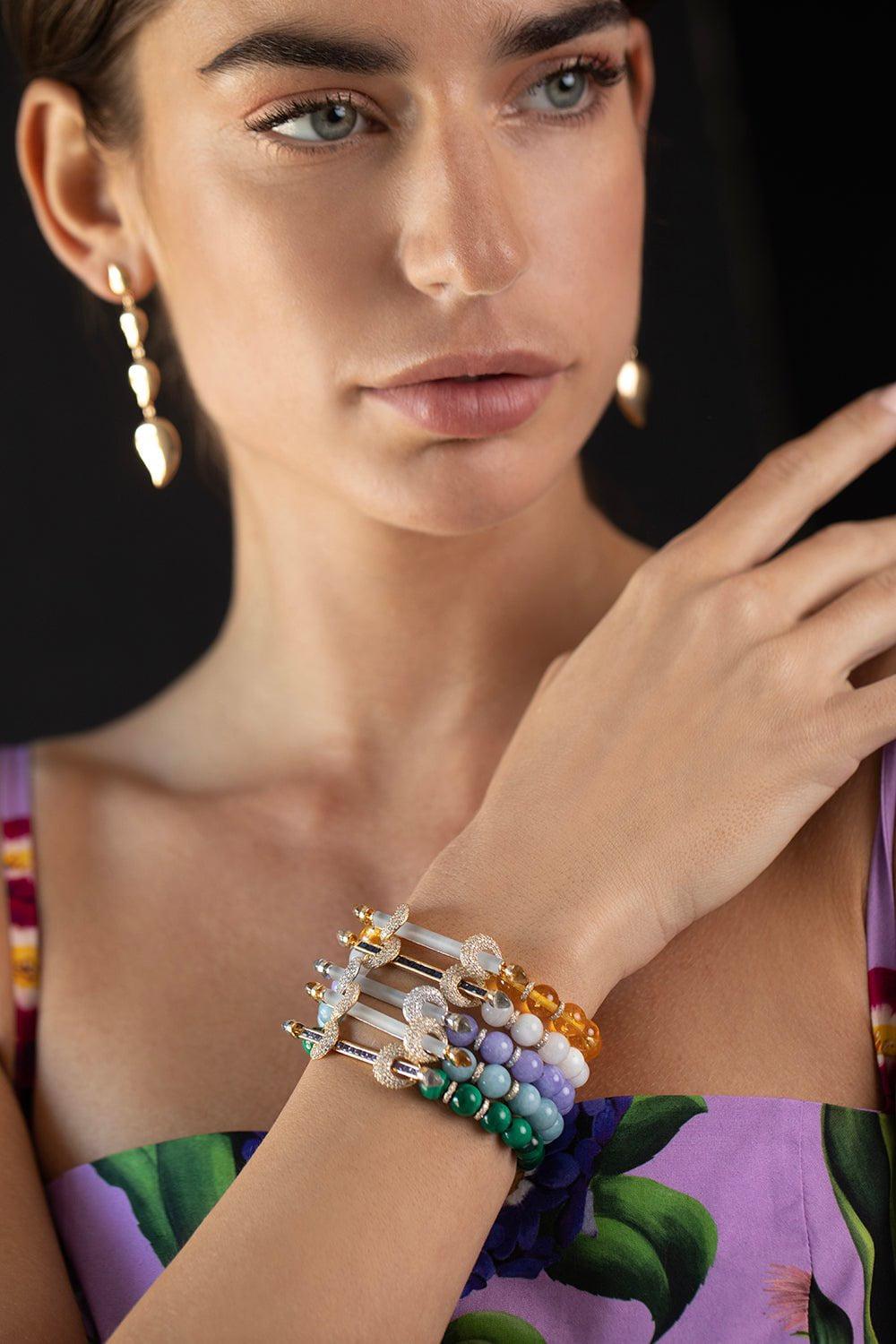 ANANYA-Malachite Tanzanite Chakra Bracelet-YELLOW GOLD