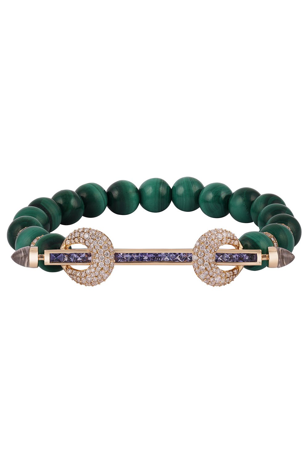ANANYA-Malachite Tanzanite Chakra Bracelet-YELLOW GOLD