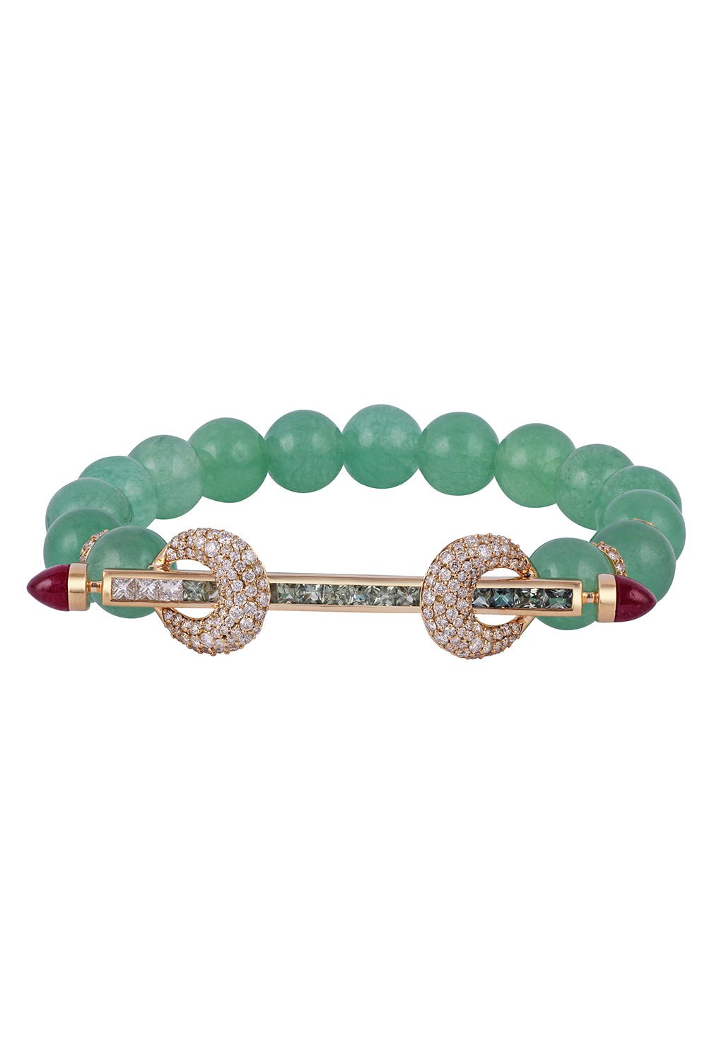 ANANYA-Mint Jade Ombre Chakra Bracelet-YELLOW GOLD