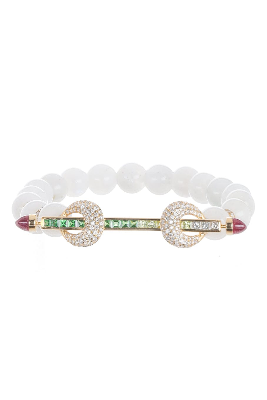 ANANYA-Rainbow Moonstone Ombre Chakra Bracelet-YELLOW GOLD