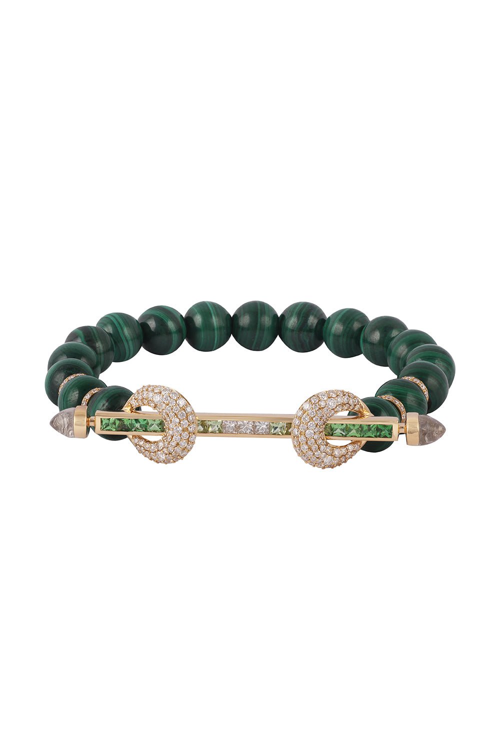 ANANYA-Malachite Green Ombre Chakra Bracelet-YELLOW GOLD