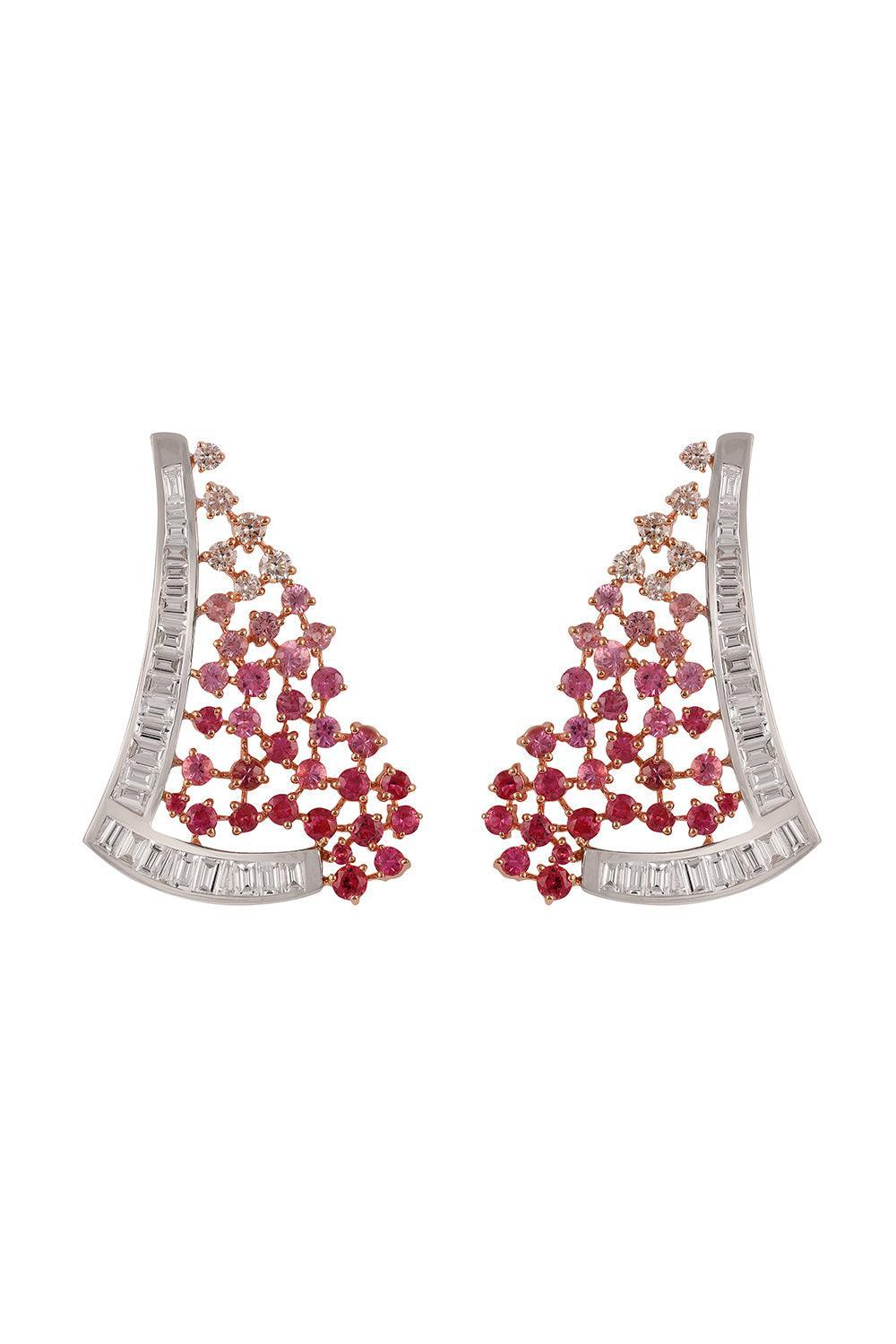 Ruby Scatter Waterfall Earrings-ROSE GOLD-JEWELRYFINE JEWELEARRING-ANANYA