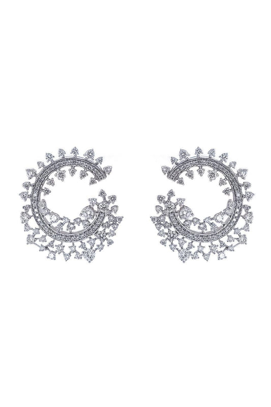 Diamond Scatter Edge Hoop Earrings