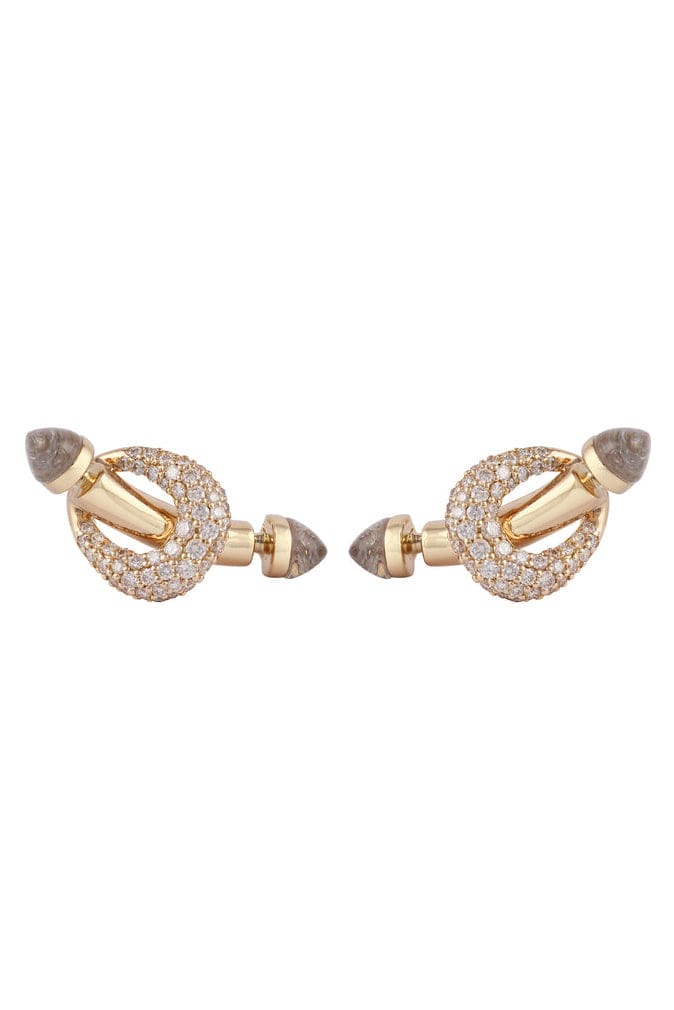 ANANYA-Crystal Quartz Diamond Chakra Earrings-YELLOW GOLD