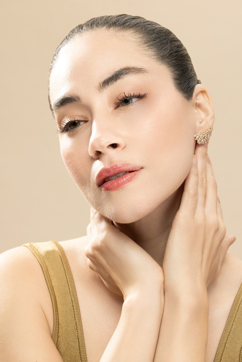Diamond Scatter Ear Jackets-YELLOW GOLD-JEWELRYFINE JEWELEARRING-ANANYA