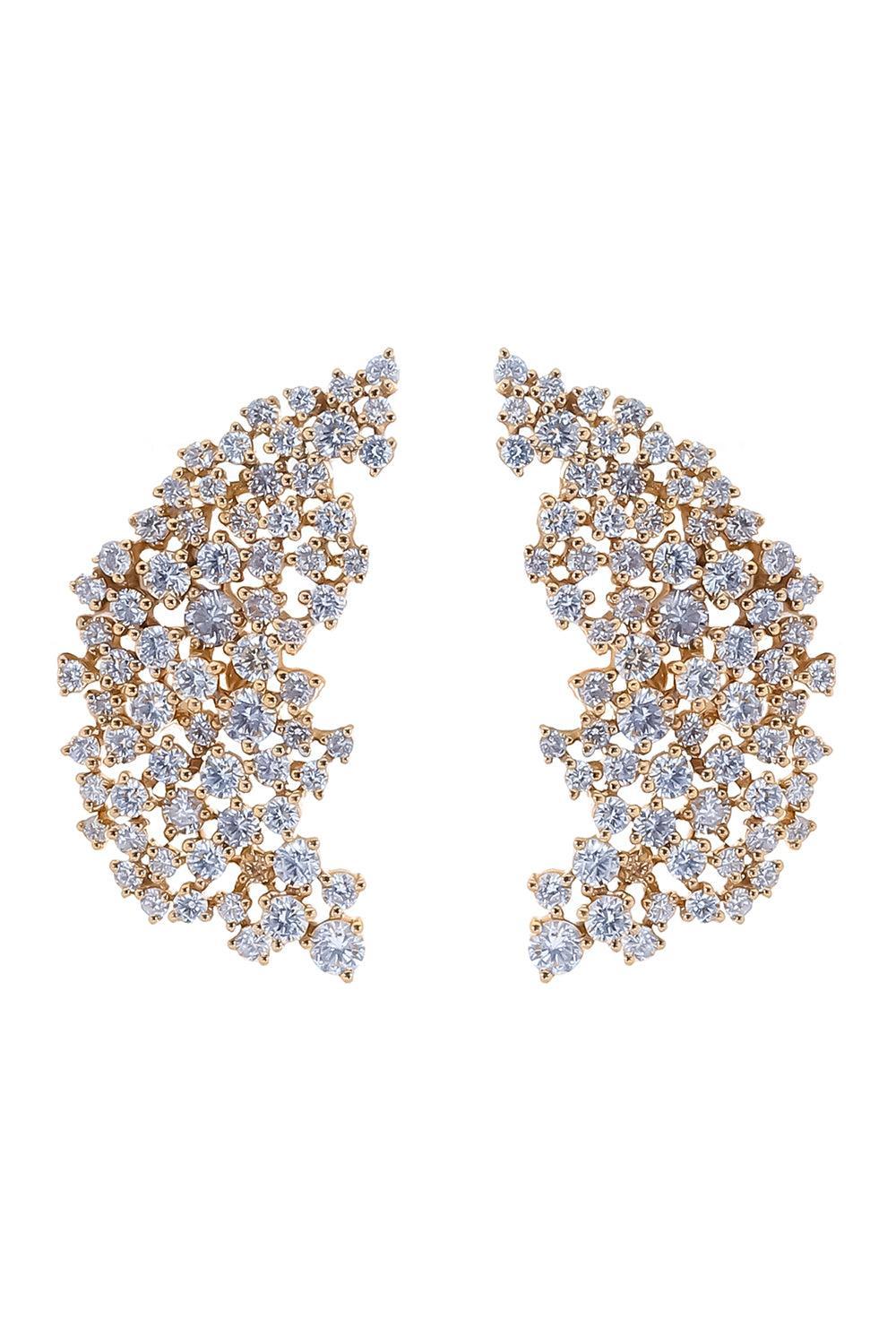 Diamond Scatter Ear Jackets-YELLOW GOLD-JEWELRYFINE JEWELEARRING-ANANYA