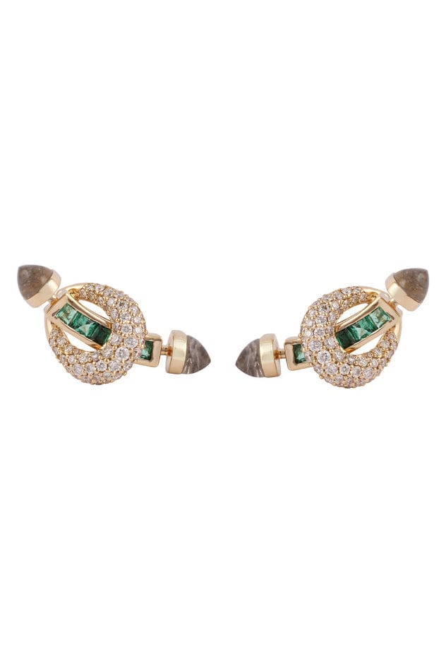 ANANYA-Emerald Chakra Earrings-YELLOW GOLD