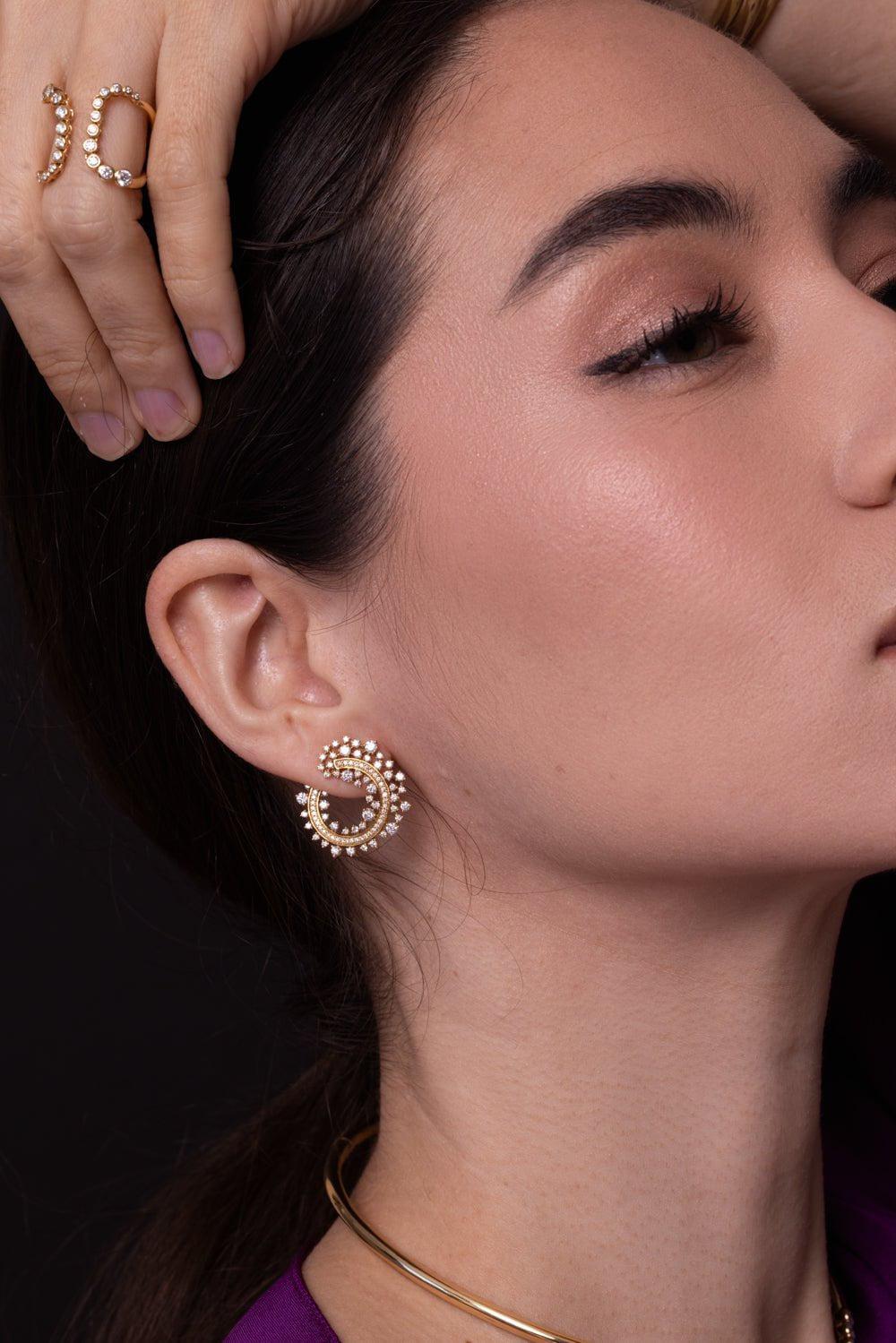 ANANYA-Scatter Edge Hoop Earrings-YELLOW GOLD