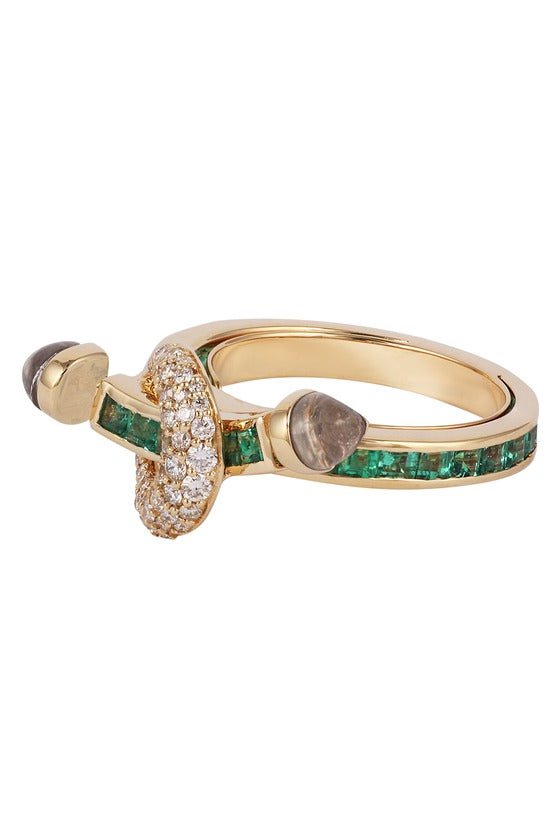 ANANYA-Emerald Diamond Chakra Ring-YELLOW GOLD