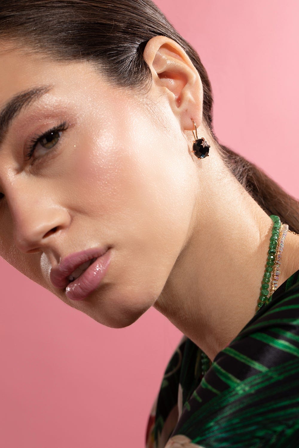 ANDREA FOHRMAN-Mini Galaxy London Blue Topaz Earrings-ROSE GOLD