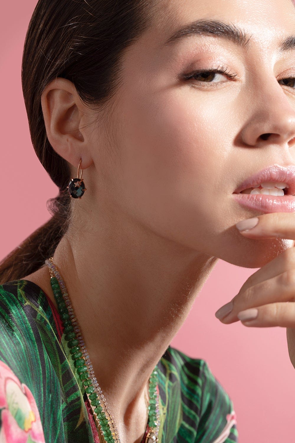 ANDREA FOHRMAN-Mini Galaxy London Blue Topaz Earrings-ROSE GOLD