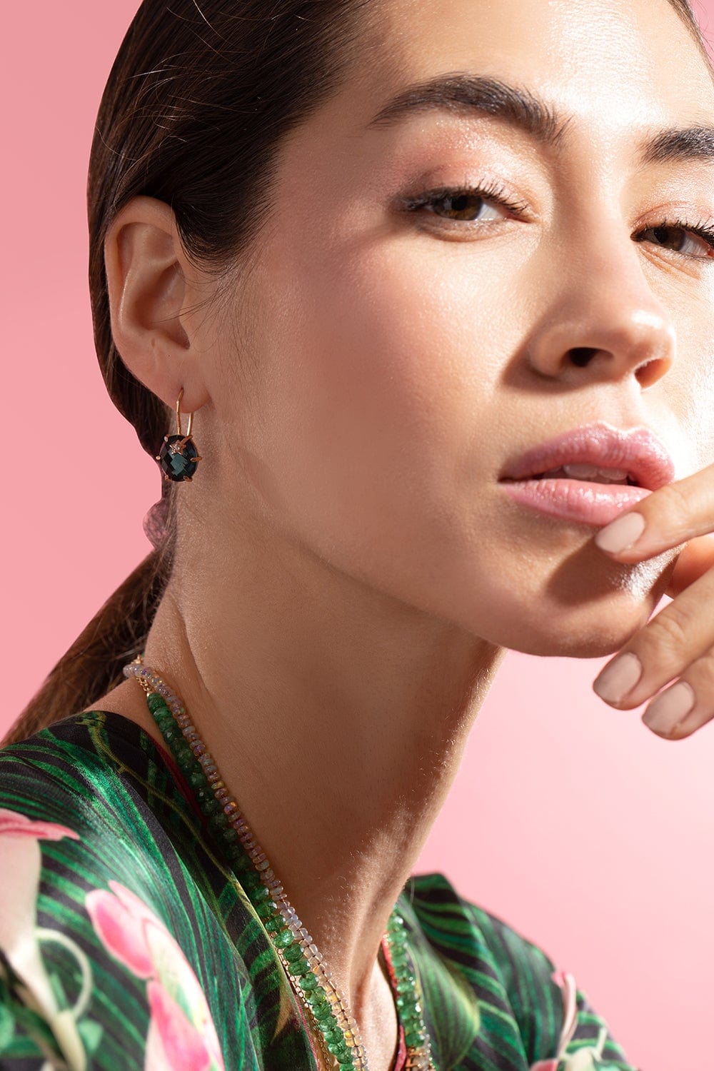 ANDREA FOHRMAN-Mini Galaxy London Blue Topaz Earrings-ROSE GOLD