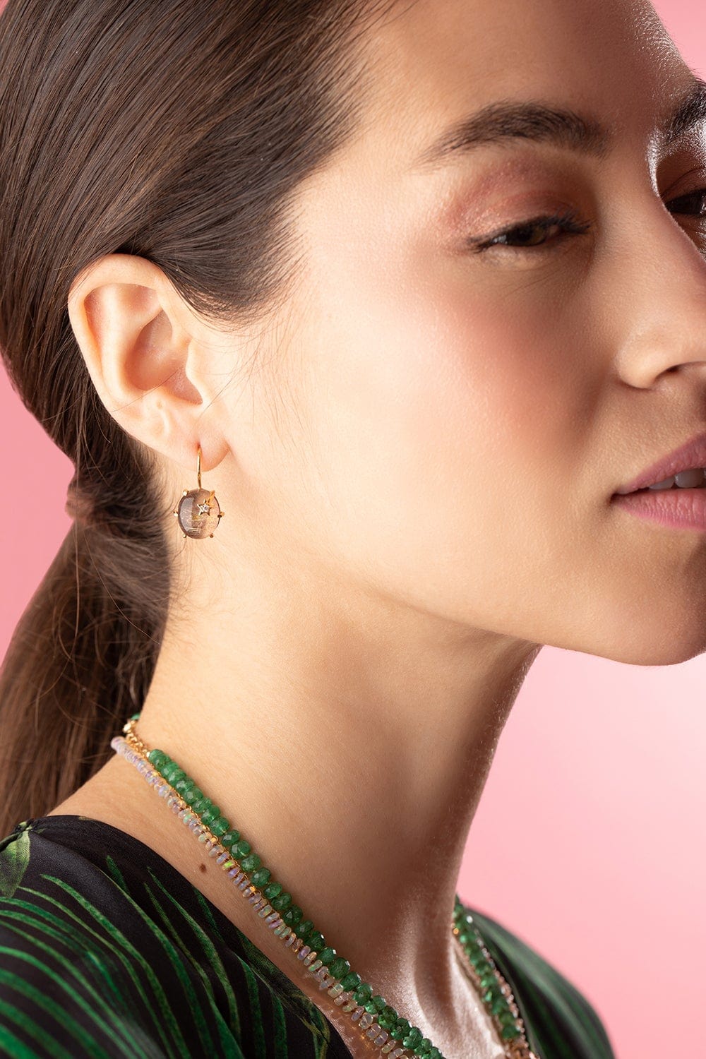 ANDREA FOHRMAN-Mini Galaxy Rose de France Earrings-ROSE GOLD