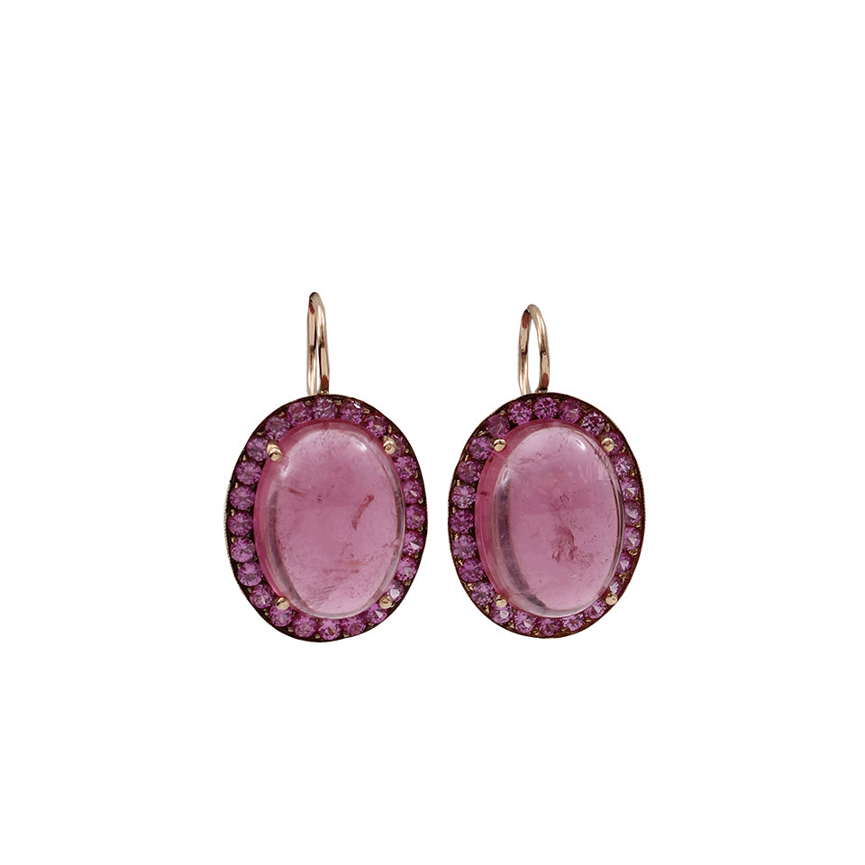 ANDREA FOHRMAN-Oval Pink Tourmaline Drop Earrings-ROSE GOLD