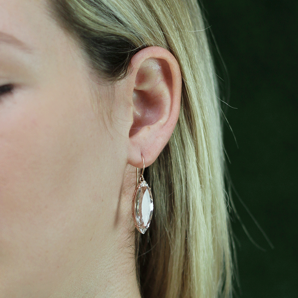 ANDREA FOHRMAN-Rock Crystal Marquis Earrings-ROSE GOLD