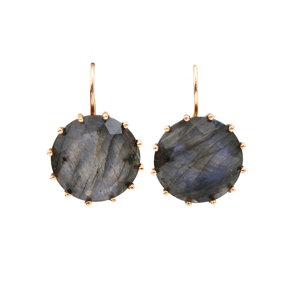 ANDREA FOHRMAN-Round Facetted Labradorite Earrings-ROSE GOLD