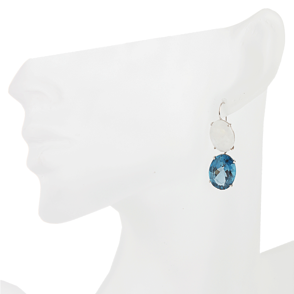 ANDREA FOHRMAN-Double Oval Rainbow Moonstone and London Blue Topaz Earrings-WHT GOLD