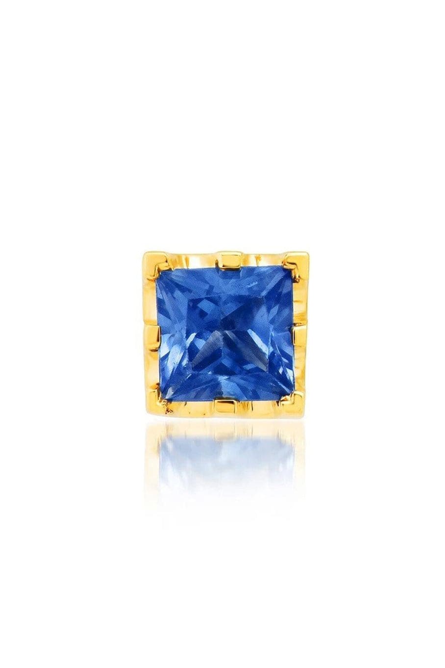 ANDREA FOHRMAN-Blue Sapphire Square Stud-YELLOW GOLD
