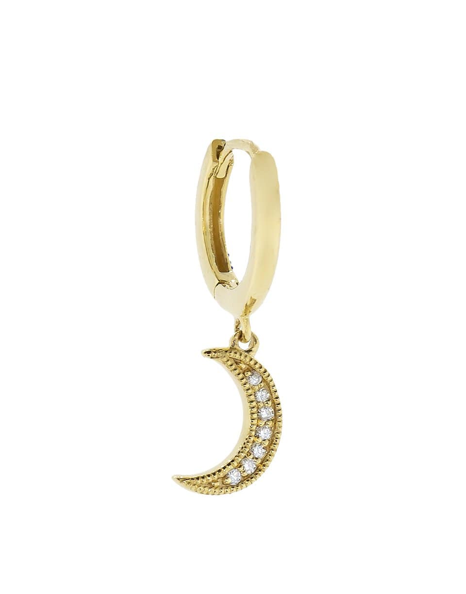 ANDREA FOHRMAN-Diamond Crescent Drop Single Hoop-YELLOW GOLD